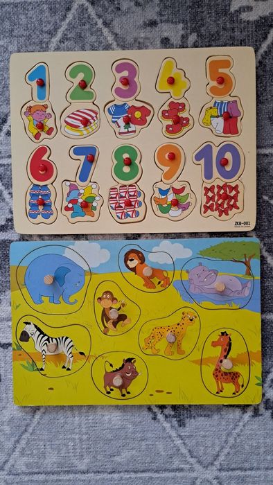 Вкладиші дерев'яні цифри кількість тварини Розумний Лис