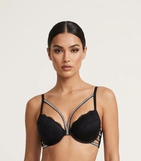Cudowny biustonosz czarny z kryształkami Intimissimi 85 C.