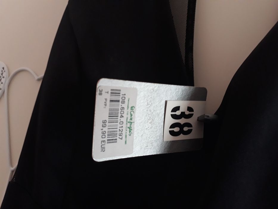 Vestido cetim preto com tule e costas transparentes novo elcorte ingle