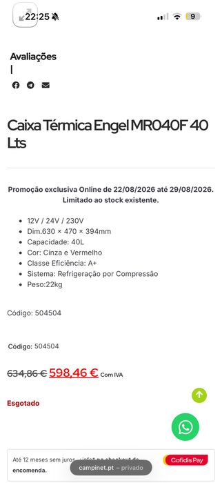 Vendo arca 12v230w 40L