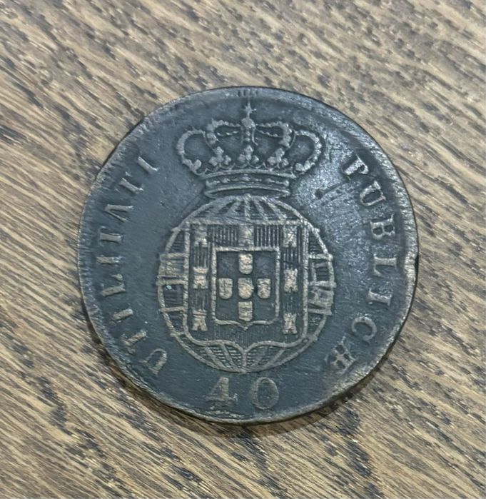 Moeda bronze Pataco (40 Reis) 1822