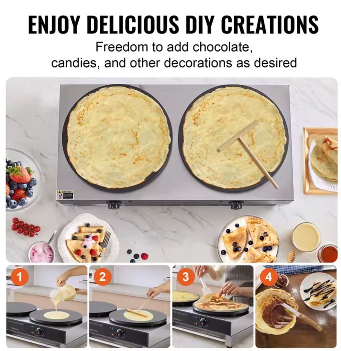Crepeira Dupla Elétrica VEVOR, máquina de crepe comercial
