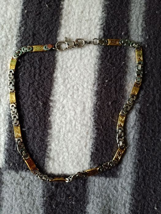 Srebrno złoty łańcuch na szyję okazja