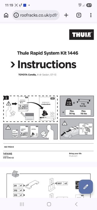 Bagażnik dachowy rowerowy belki thule