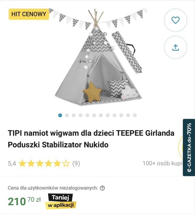 Namiot dziecięcy tipi 165 cm