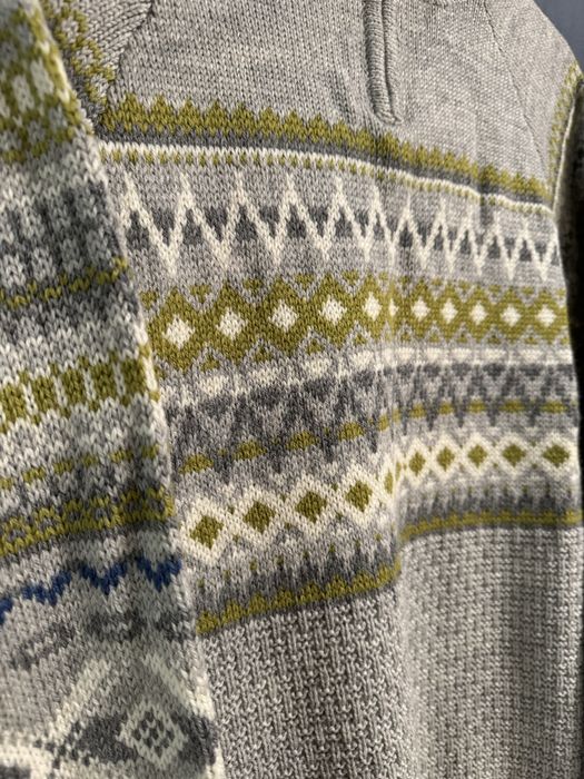 Sweterek sweter we wzory norweskie wełniany 100% wełna golf na zamek S