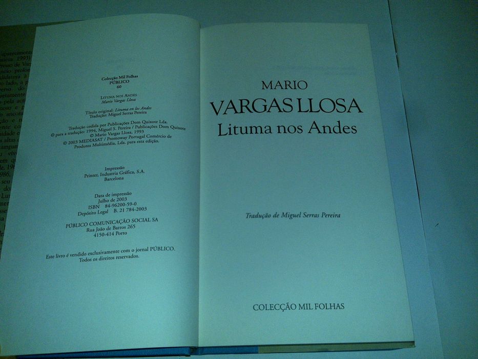 lituma nos andes (mario vargas llosa) 2003 livro