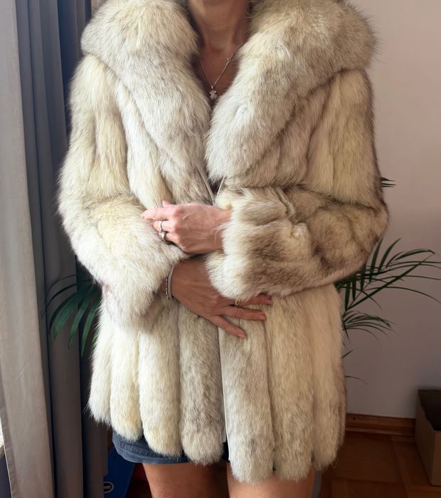 Luksusowe FUTRO NATURALNE z Lisa Polarnego Vintage s/M Stan Idealny
