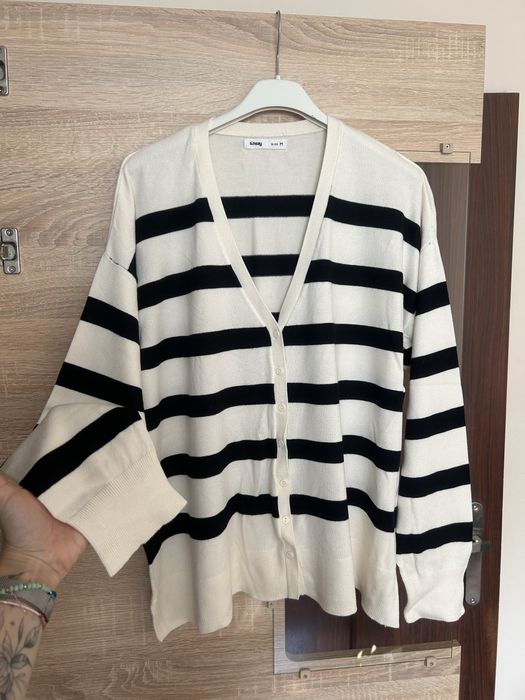 Sweter w paski rozpinany kardigan sinsay M