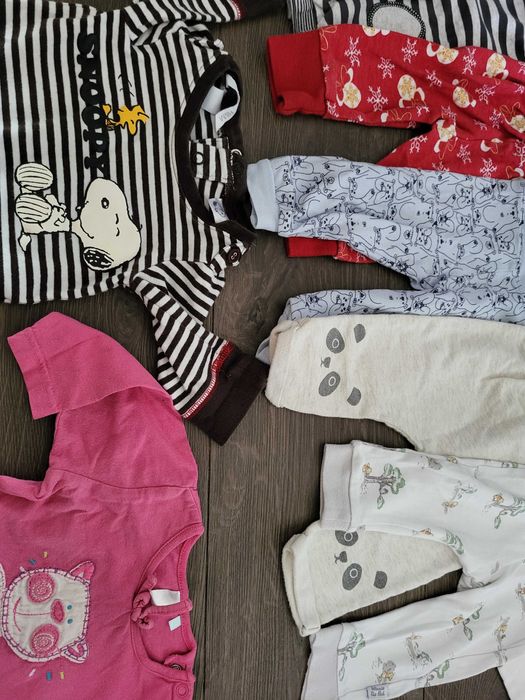 46szt paka ubrań rozmiar 62 dziewczynki unisex długie krótkie rękawy