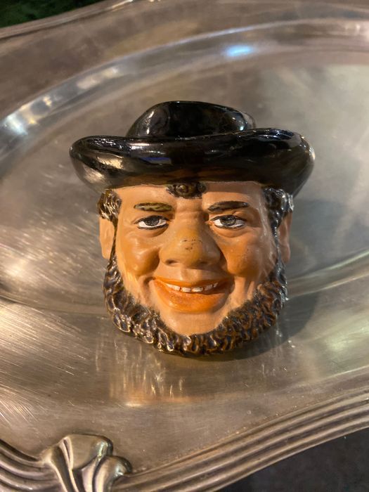 Paliteiro e tinteiro Zé Povinho Avelino Belo Caldas da Rainha 7 cm XIX