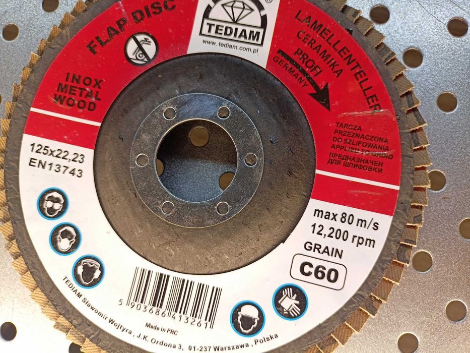 10 x gr 60 Tarcza Listkowa ceramiczna 125mm lamelka ceramiczna Tediam