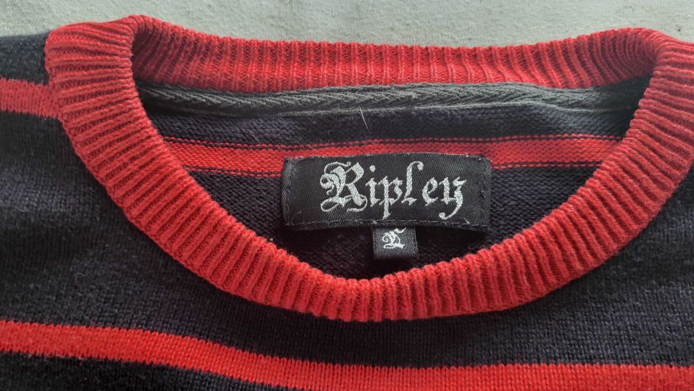 Sweter męski Ripley w paski czarno-czerwone rozm. L