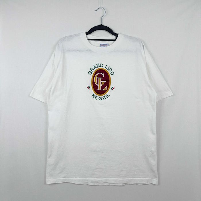 T-Shirt Vintage anos 90 Proweight Grand Lido Negril L Branca