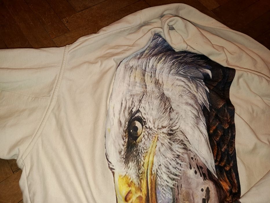 Orzeł eagle rap hiphop hoodie ZIP duża kremowa 90s trap