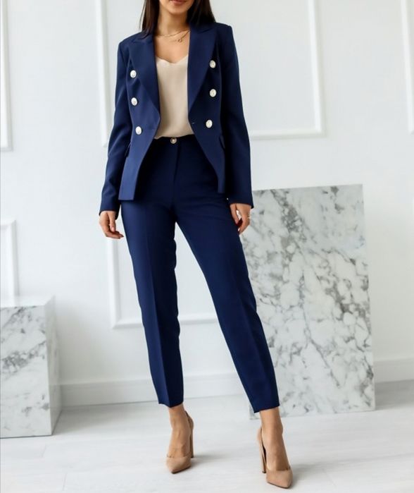 Garnitur granatowy EDAN Balmain marynarka + spodnie Xs(34)
