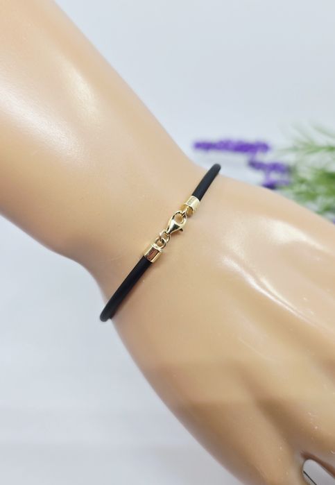 Bransoletka kauczukowa z elementami złota próba 585 14k