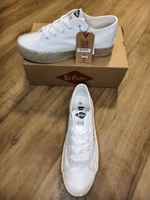 Buty Damskie Lee Cooper Espadryle Trampki białe platforma 41 - 26,5 cm