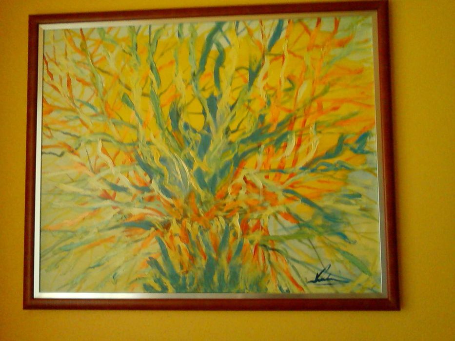 Obraz Na Płótnie Abstrakcyjny 109x92 cm Ręcznie Malowany