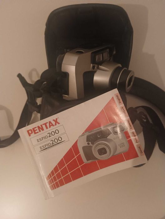Pentax ESPIO 200 Câmera Compacta Analógica  + Bolsa em Pele Vanguard