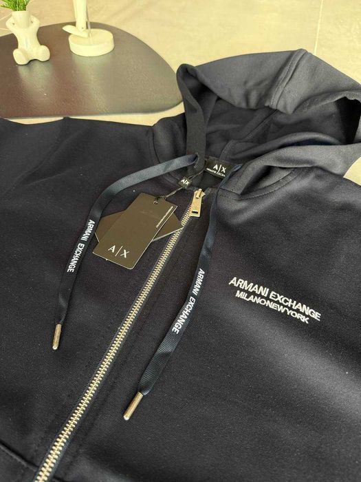 Чоловіча мужская  Зіп худі  кофта зіпка armani excnange зіп худі армані вишете лого