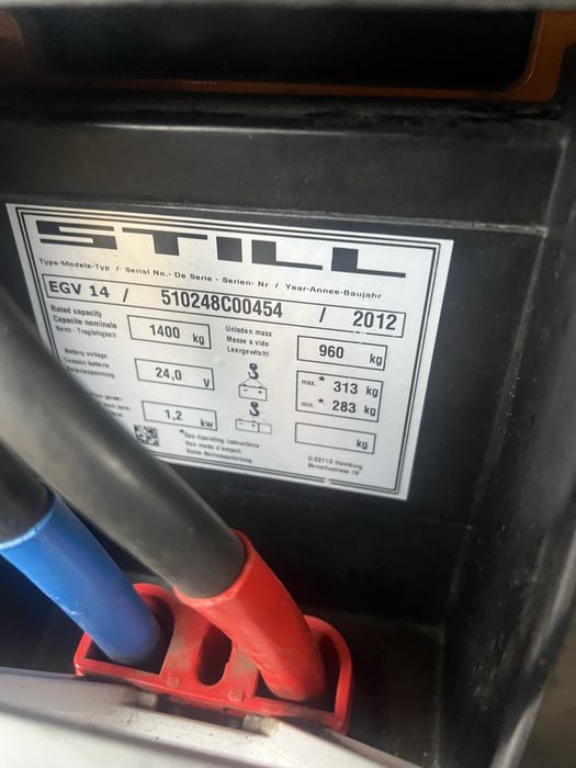 Електричний штабелер, візок, навантажувач STILL EGV 14