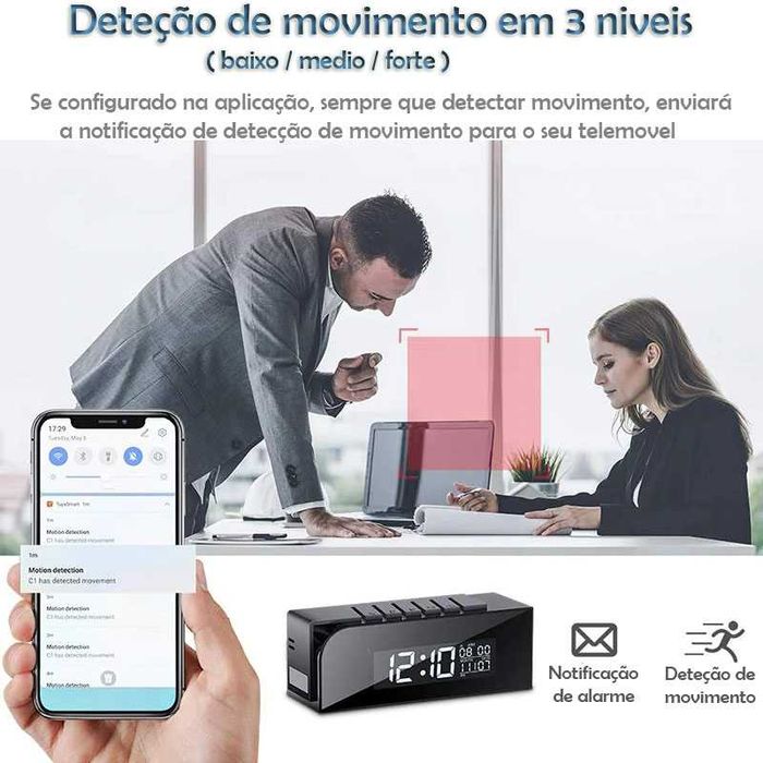 camera wifi em relogio de mesa APP telemovel tuya Android ios full HD64284480968707121