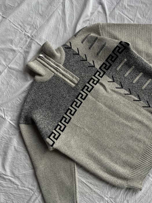 Мужской винтажный свитер на молнии Vintage Half Zip Knit Sweater Y2K Grey  Boxy Fit