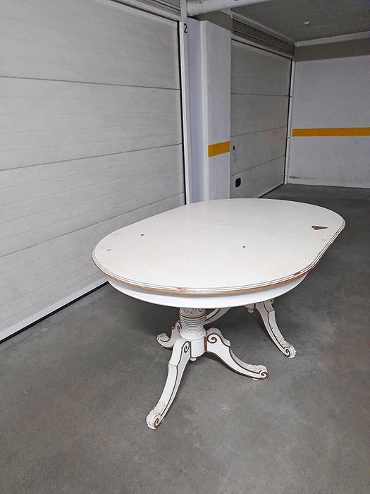 Mesa Sala Oval Extensível Madeira Maciça Branco Pé Galo