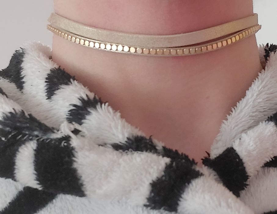 Chocker biało złoty