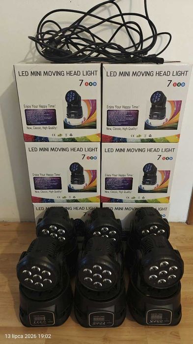 Głowy ruchome LED MINI MOVING HEAD LIGHT WASH 7X10 6 sztuk stan idealny