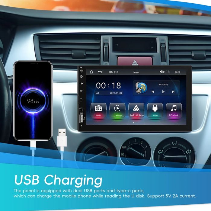 Autorrádio 1Din 7" CarPlay/Android Auto | Bluetooth USB | Mirror Link