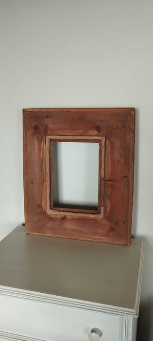 Moldura antiga madeira maciça sem vidro para quadro