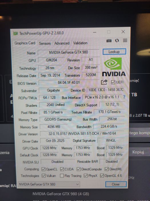 Nvidia GTX 980 4gb
