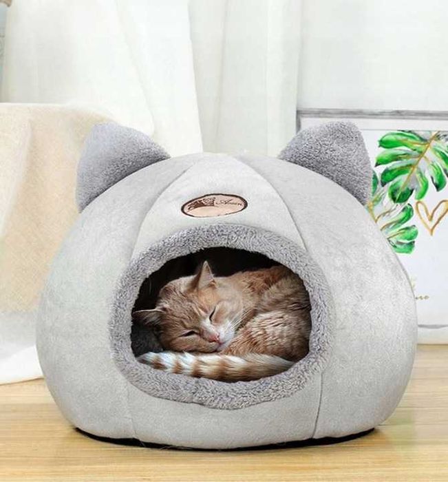 Domek dla kota budka legowisko pluszowe zima miękkie posłanie poduszka