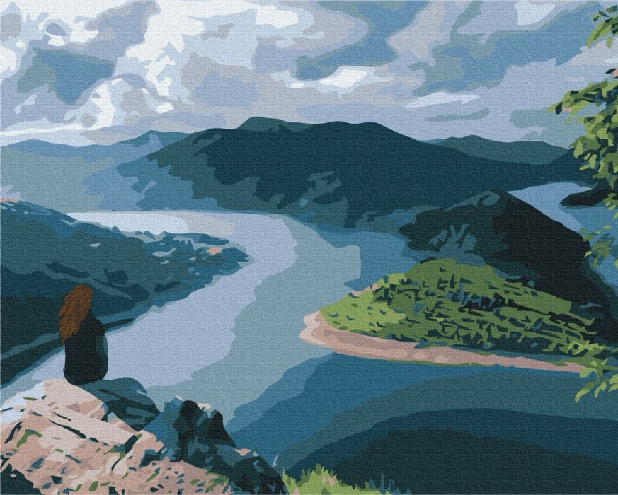 Картина по номерам Пейзаж, природа, горы, дом, замок