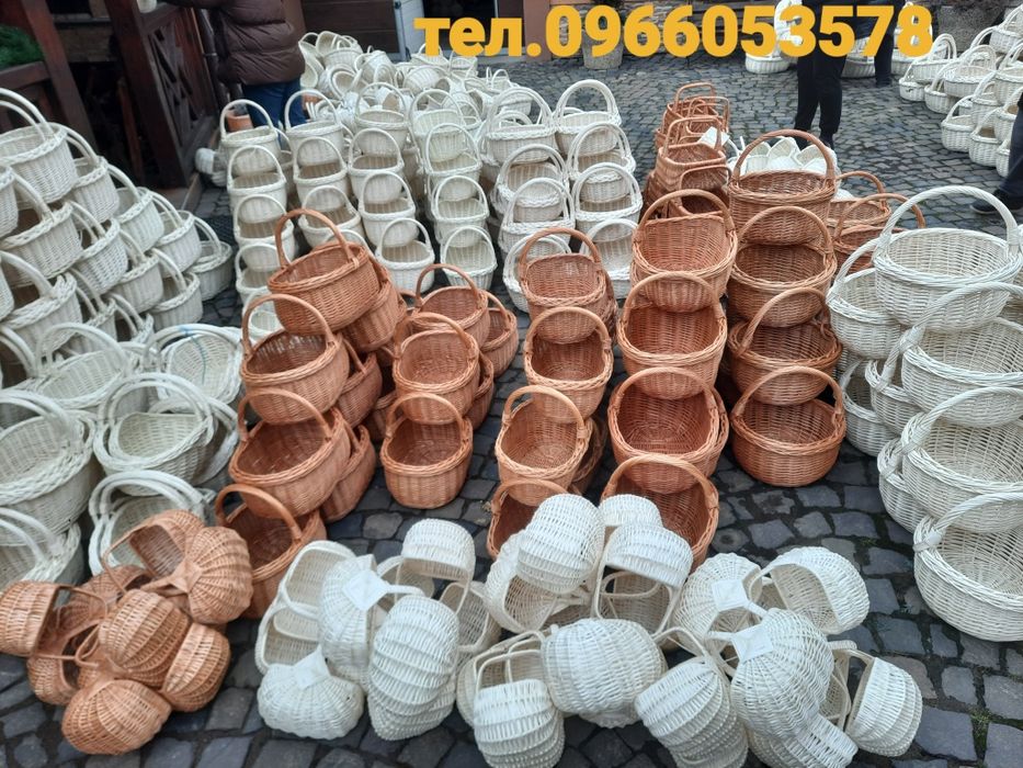 Пасхальні кошики з відбіленої лози тільки опт.