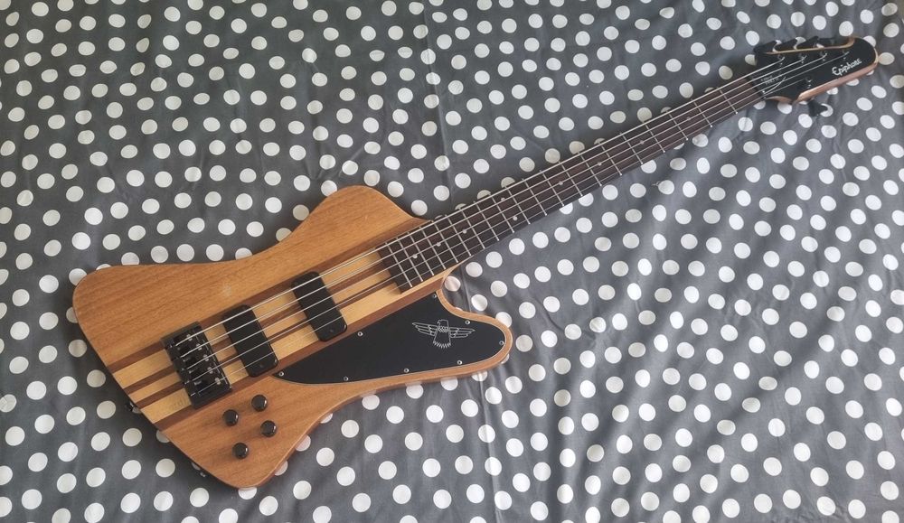 Thunderbird V 5 strun Epiphone Pro  Natural Oil aktywna elektronika bas gitara basowa