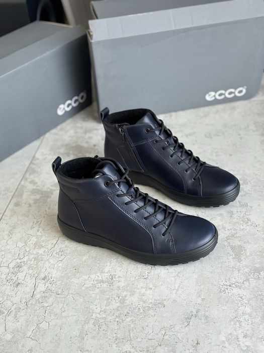 чоловічі зимові черевики Ecco Soft 7 Tred 40 шкіряні сині теплі утеплені екко Мужские кожаные ботинки