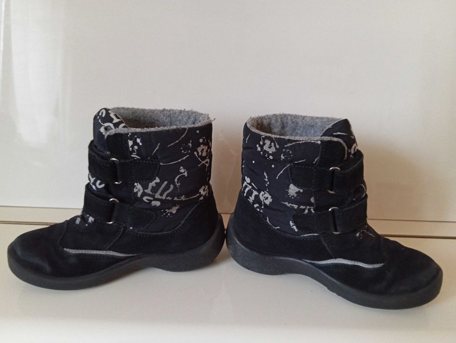 Buty FLORTEX - ciepłe czarne botki z białymi mazakami - r. 34