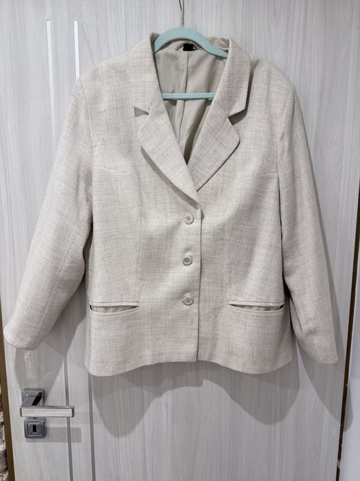 Marynarka beżowa żakiet wiskoza len 46/48 Butik