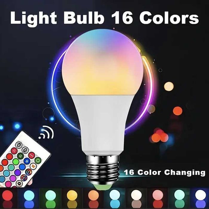Lampada Inteligente LED  10W RGB, 16 opções de cores regulável CASA