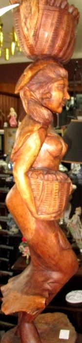 Escultura madeira artesanal - Maciça / grande (ver fotos)