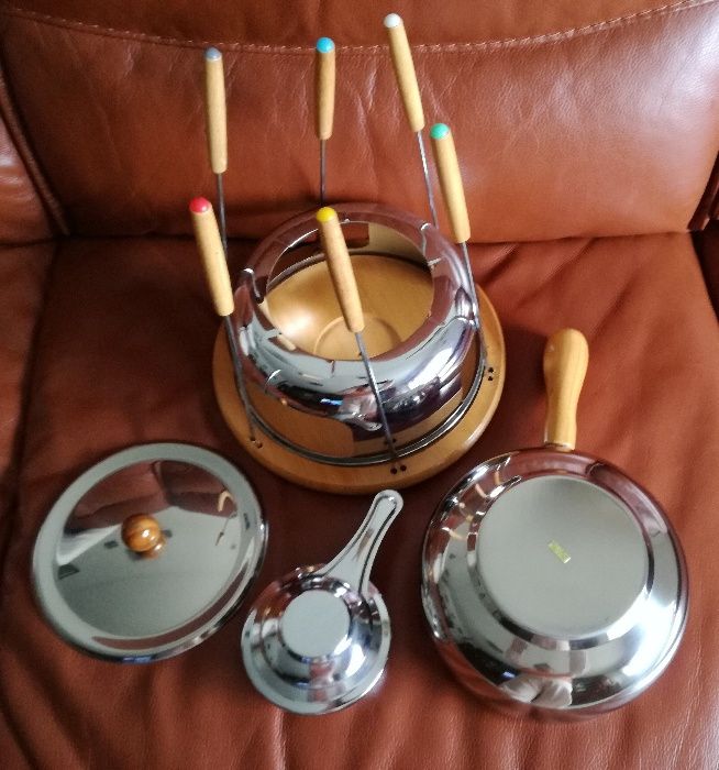 Fundue com 6 garfos + Cesto inox trabalhado