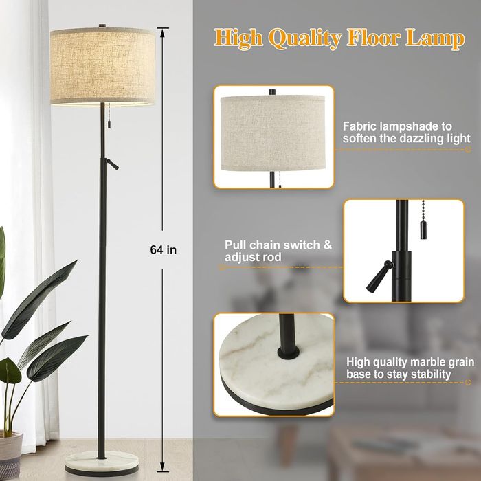 GyroVu lampa podłogowa regulowana wysokość marmurowy design – Czarna