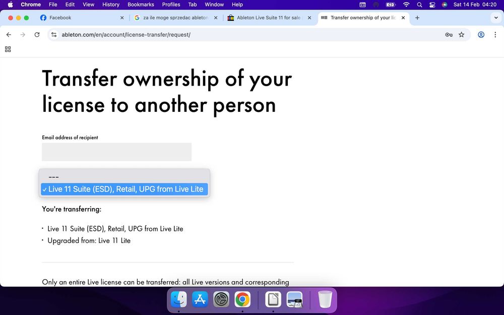 Ableton Live Suite 11 TRANSFER LICENCJI FV 23%