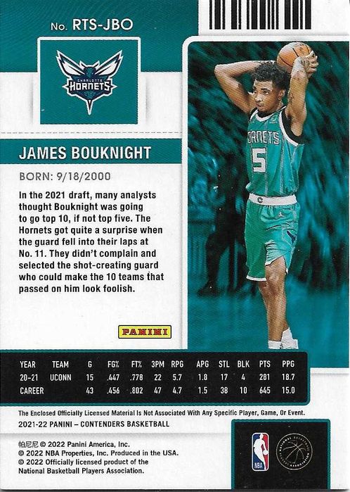 Karta NBA James Bouknight jersey