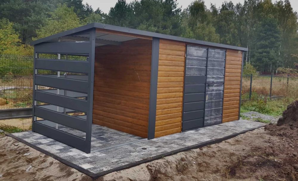 Garaż Blaszany, blaszak 6x3 z Wiatą ażurową CAŁA POLSKA OKAZJA