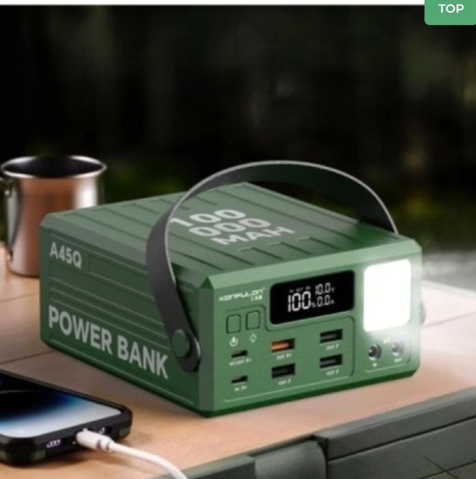 Потужний Повербанк 100 000 мАч зі швидкою зарядкою KONFULON A45Q 100000 mAh, 22.5 Вт Наружный аккумулятор с LED подсветкой мощная зарядка