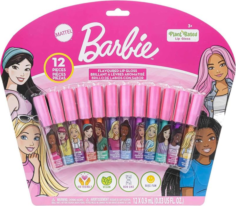 Набір Блисків для губ Barbie Plant Based Lip Gloss 12 шт на рослинній основі